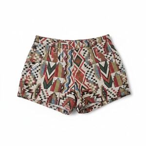 Color of Heat Vintage Tapestry Shorts Tribal Geometric High Waisted Multicolor